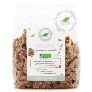 pâtes sapin de grand épeautre bio sachet de 500G * Non croisé avec du blé (non hybridé) - Variété 'OBERKULMER'- Triticum spelta * issu de l'agriculture biologique - Origine France. Recommandé par sainte Hildegarde de Bingen