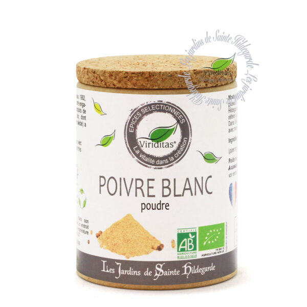 poivre blanc bio moulu, pot de 50g, recommandé par sainte Hildegarde de Bingen