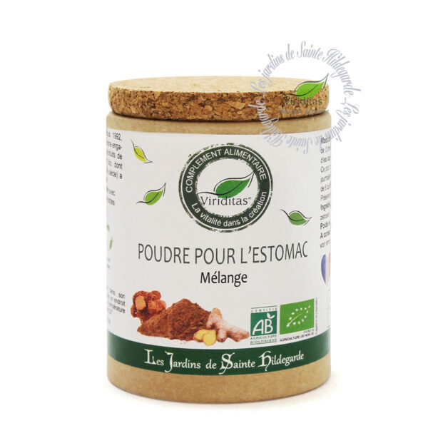 mélange de poudre pour l'estomac bio, pot de 50g, recommandé par sainte Hildegarde de Bingen